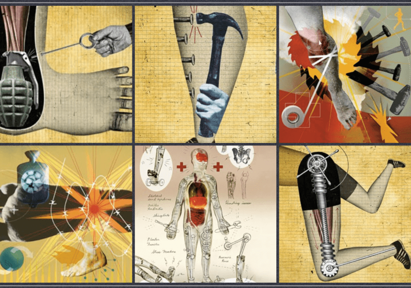 colorful graphic depicting common running injuries