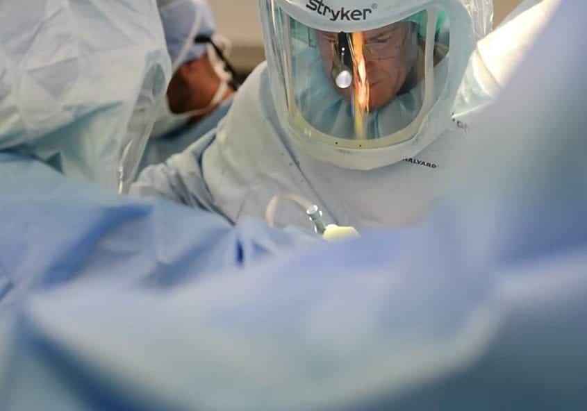 Dr. Richard Grimsley performing a knee replacement